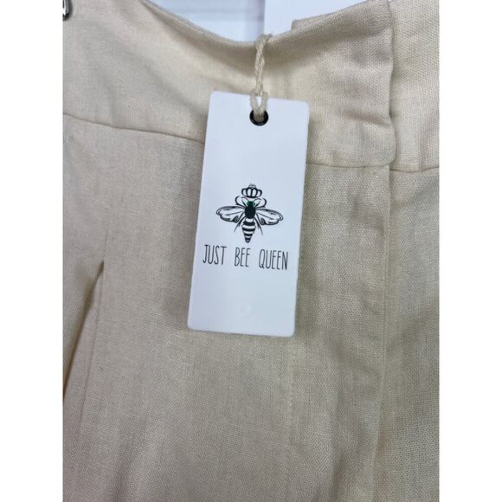NWT Just Bee Queen High Waist Pleated Front Marlow Shorts Vanilla Size: Medium - Picture 4 of 8